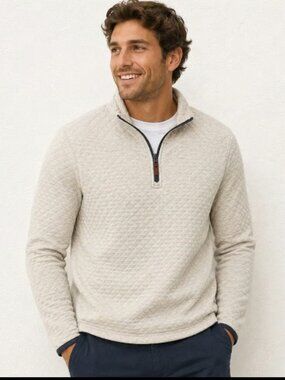 J. CREW 1/4 ZIP PULLOVER SWEATER SWEATSHIRT OATMEAL QUILTED NWOT S